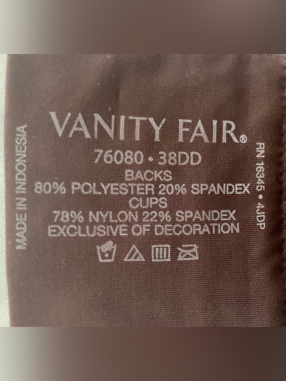 Vanity Fair Brown comfortable plus sized bra